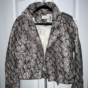 BLANKNYC snake skin print leather jacket